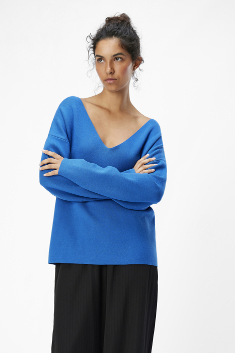 Object blauwe dames trui
