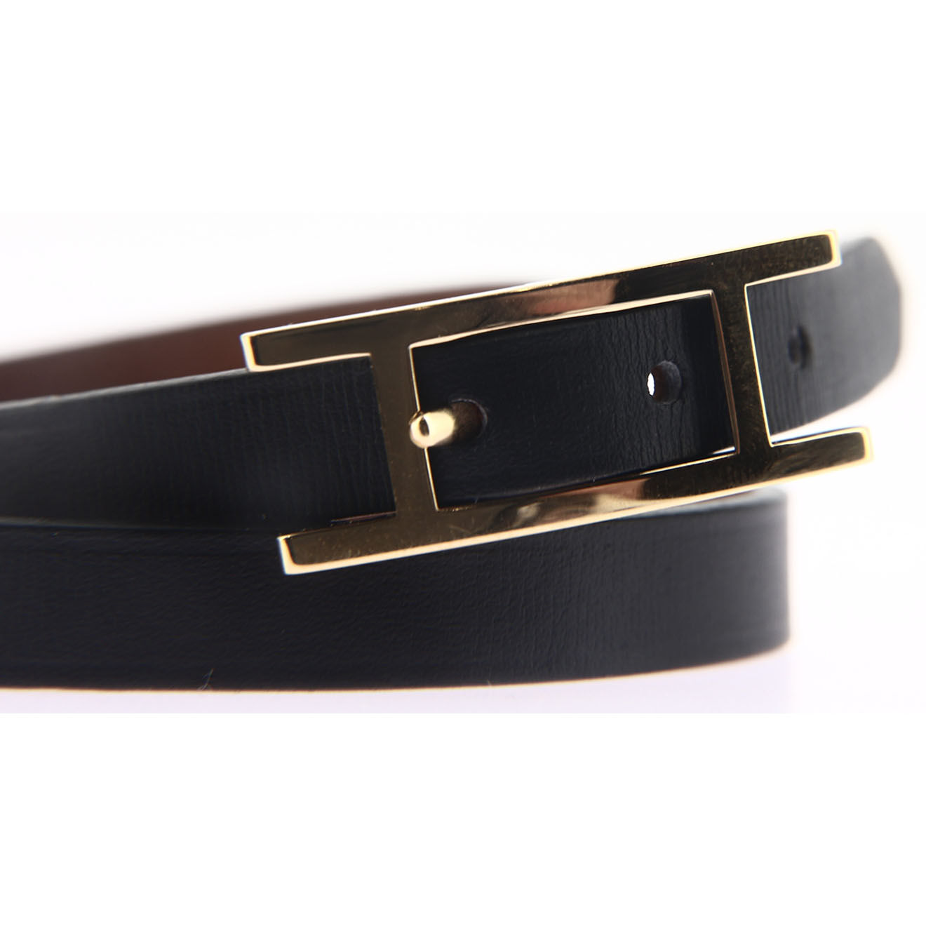 Hermès Bracelet Behapi double Tour en Cuir noir - Très bon état