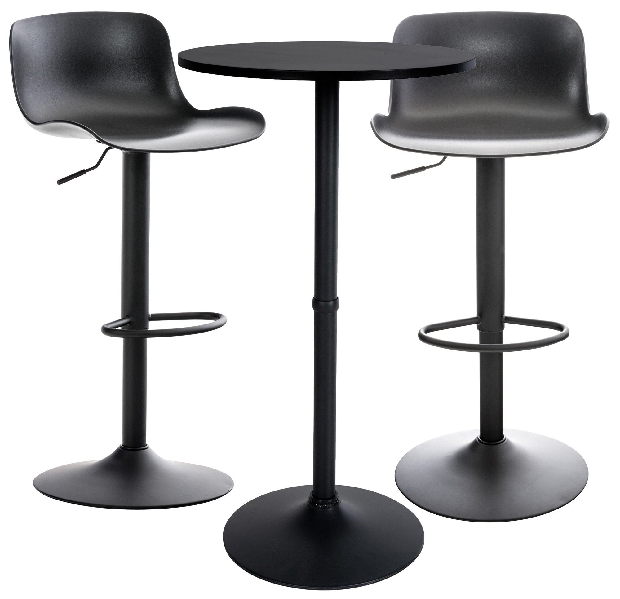 CLP Bartisch-Set Medora I Runder Stehtisch Und 2x Barhocker Mit Kunststoff-Sitz