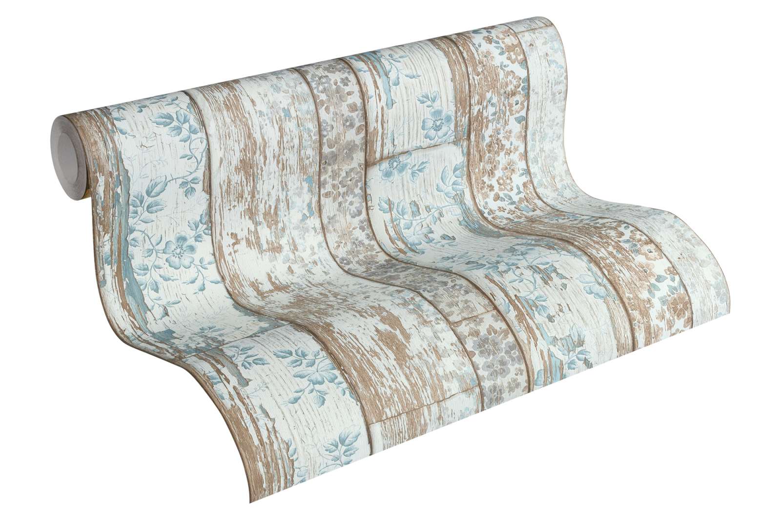 Vliestapete NEUE BUDE 2.0 - beige-blau - Planken - 10 Meter