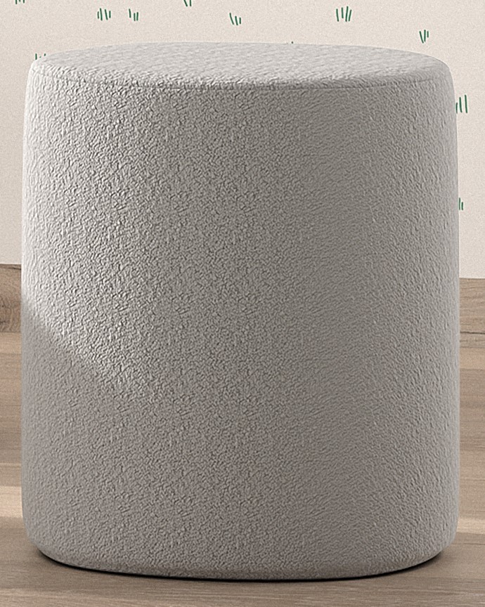 Polsterhocker-Nachttisch MOON - grau - Bouclé Stoff - Ø 41 cm