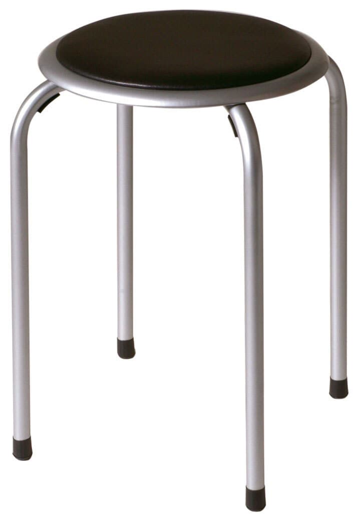 Hocker Fred Lederlook Schwarz/Metallgestell silberfarbig 27 x 44 x 30 cm