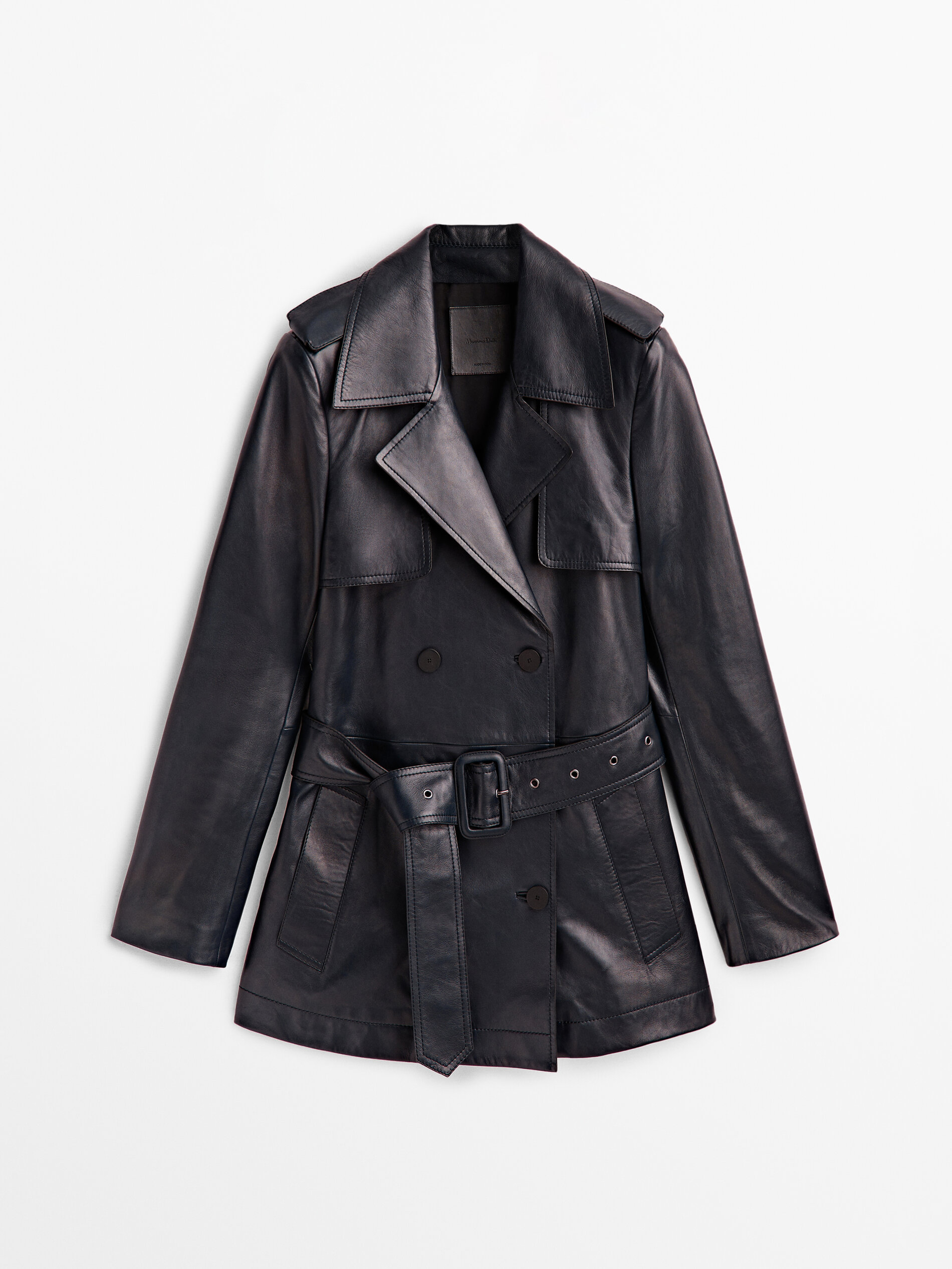 Chaqueta trench coat curto napa - AZUL MARINO