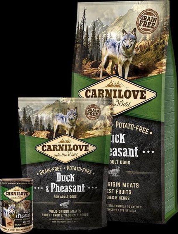 Carnilove Adult granenvrij hondenvoer Eend & Fazant 12kg met 70% vlees