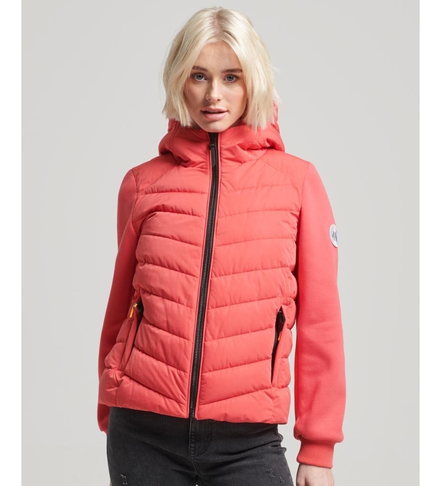 Jaqueta híbrida acolchoada rosa da Superdry