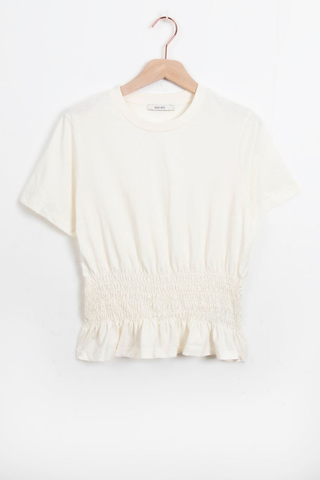 Wit T-shirt met smock details