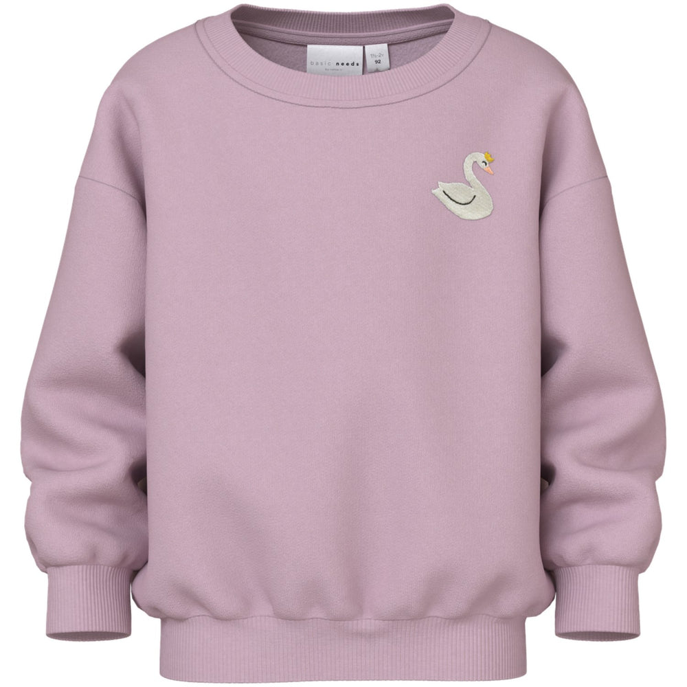 Køb Name It Dawn Pink Swan Nmfvallene Ls Rlx Sweat Bru