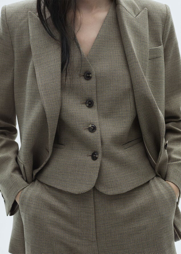 MANGO Micro houndstooth suit vest Beige - khaki