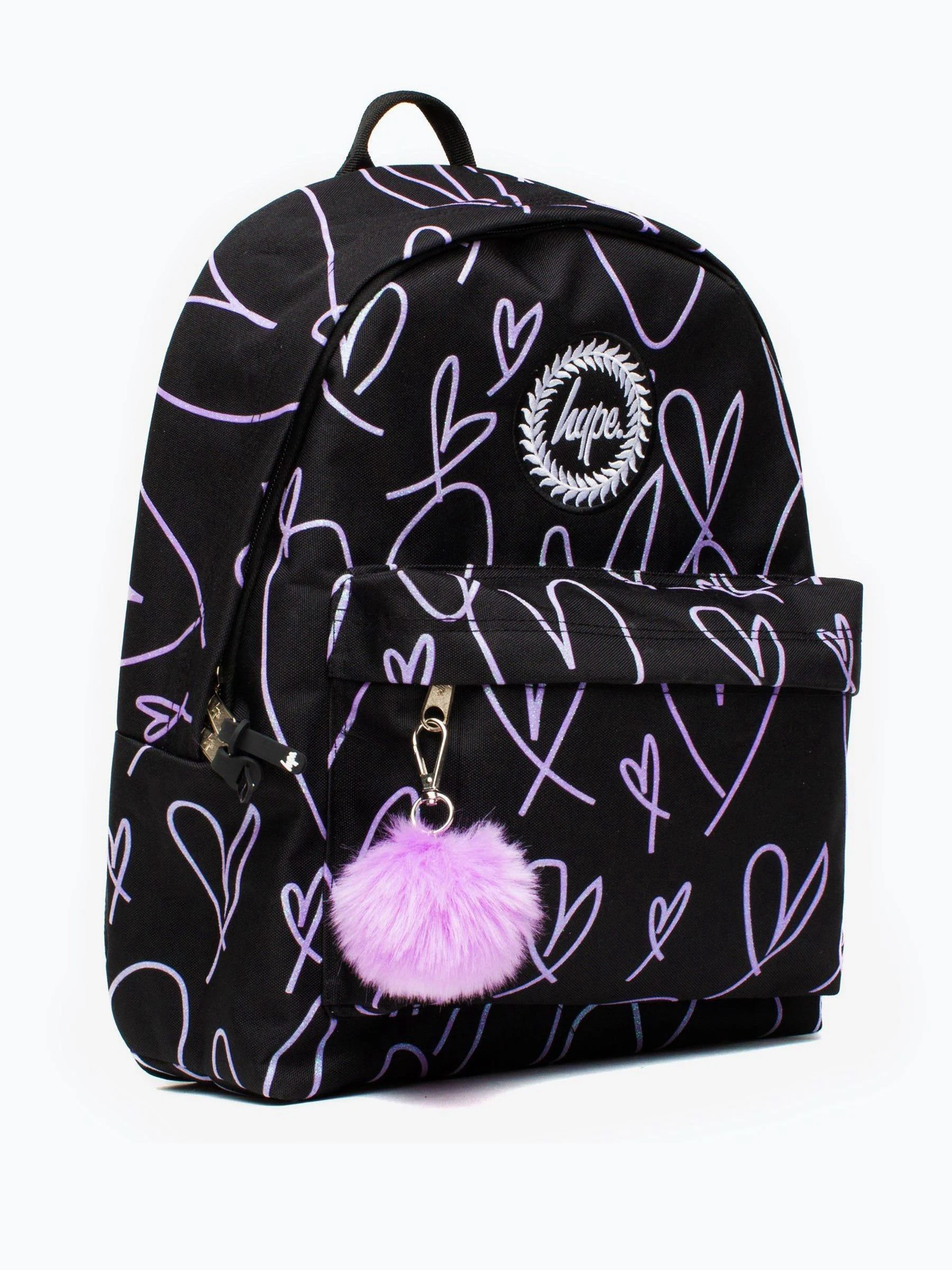 Hype. Girls Purple Glitter Scribble Hearts Iconic Backpack