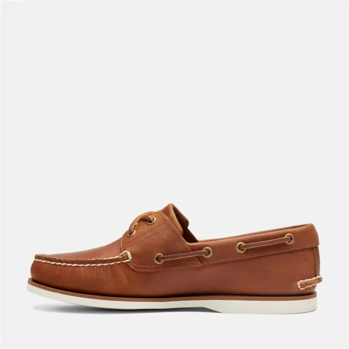 Chaussures bateau classique en cuir pour homme en marron clair