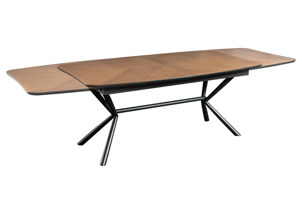 Ausziehbarer Esstisch GRANDEZZA 180-270cm natur Walnuss schwarz Metall