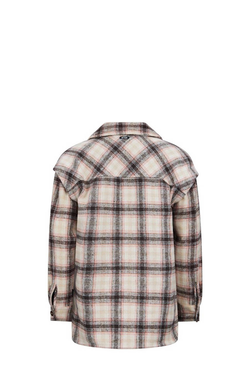 Retour Jeans geruite shacket Pam zand/bruin