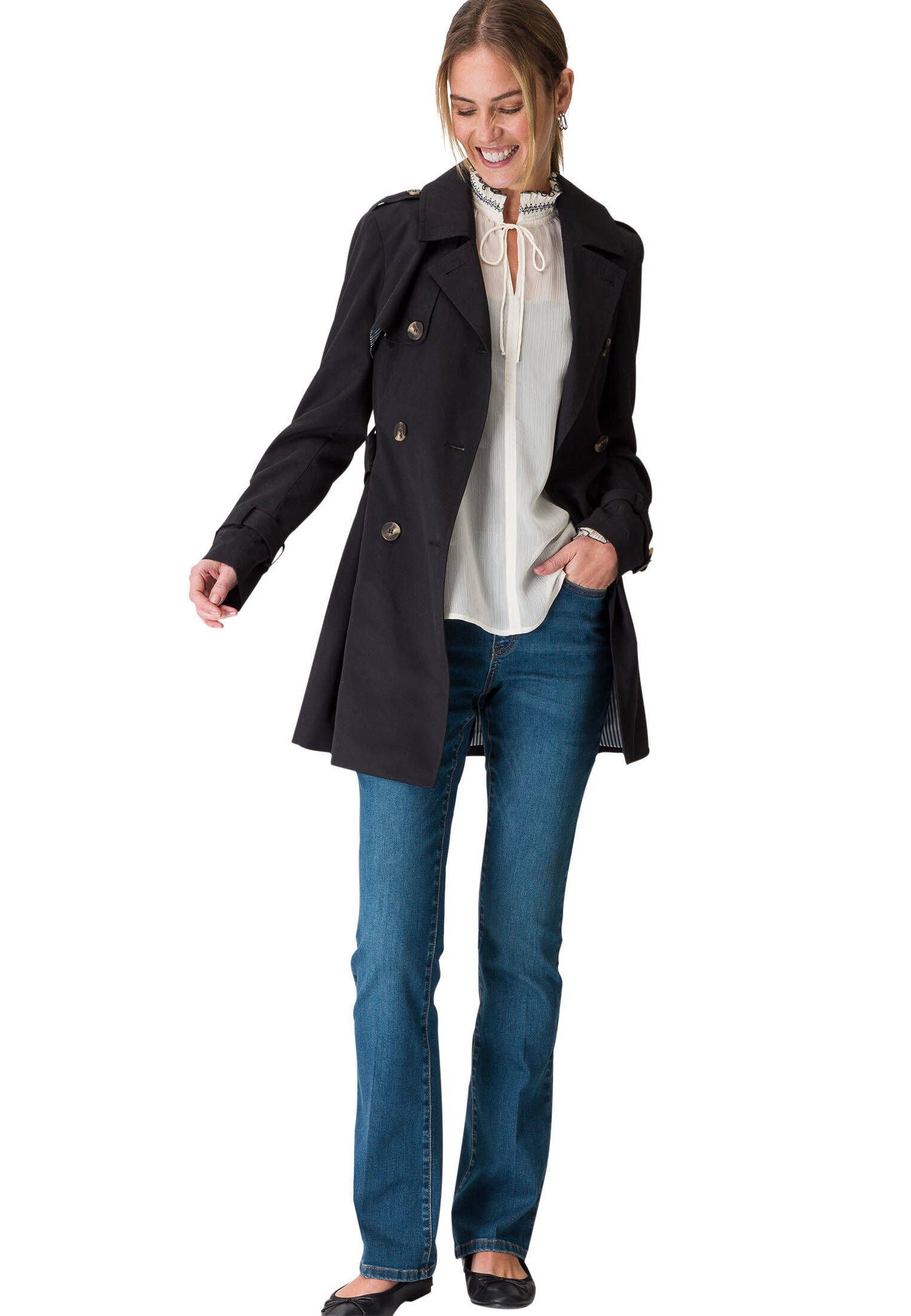 zero| Damen Chiffonbluse mit Stickerei