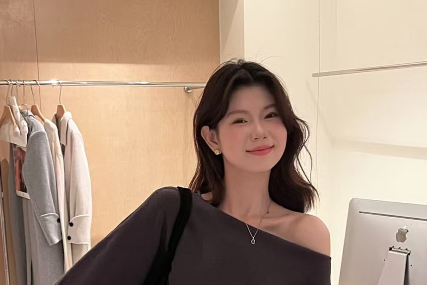 TriStyle - Off Shoulder Effen Trui