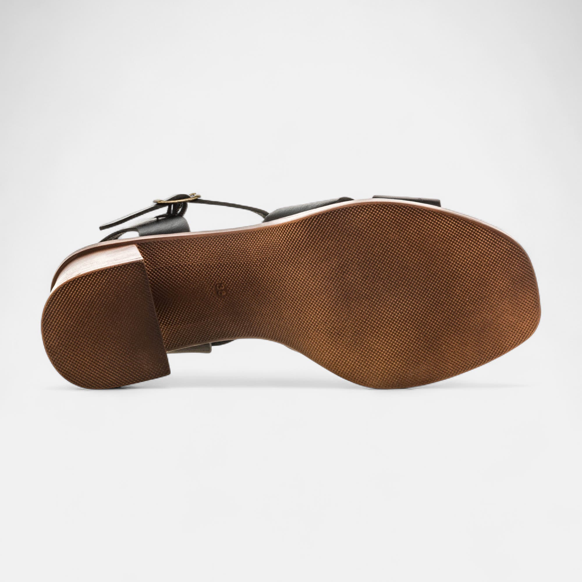 Nu-pieds à talon Femme en cuir noir