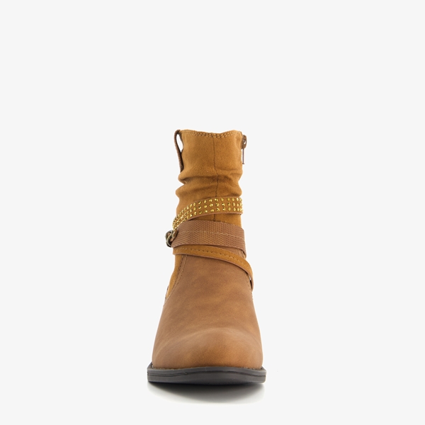 Nova dames enkellaarsjes cognac
