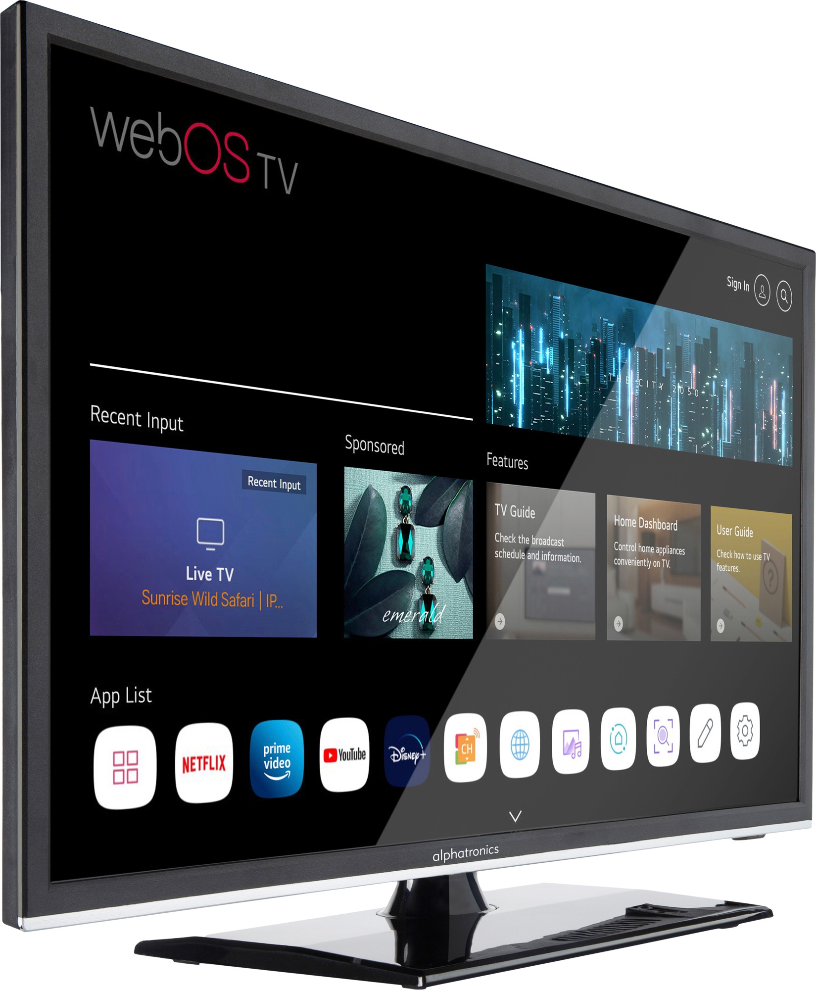 alphatronics K-24 SBW plus LED TV mit Triple Tuner inklusive DVB-T Stabantenne 24 Zoll