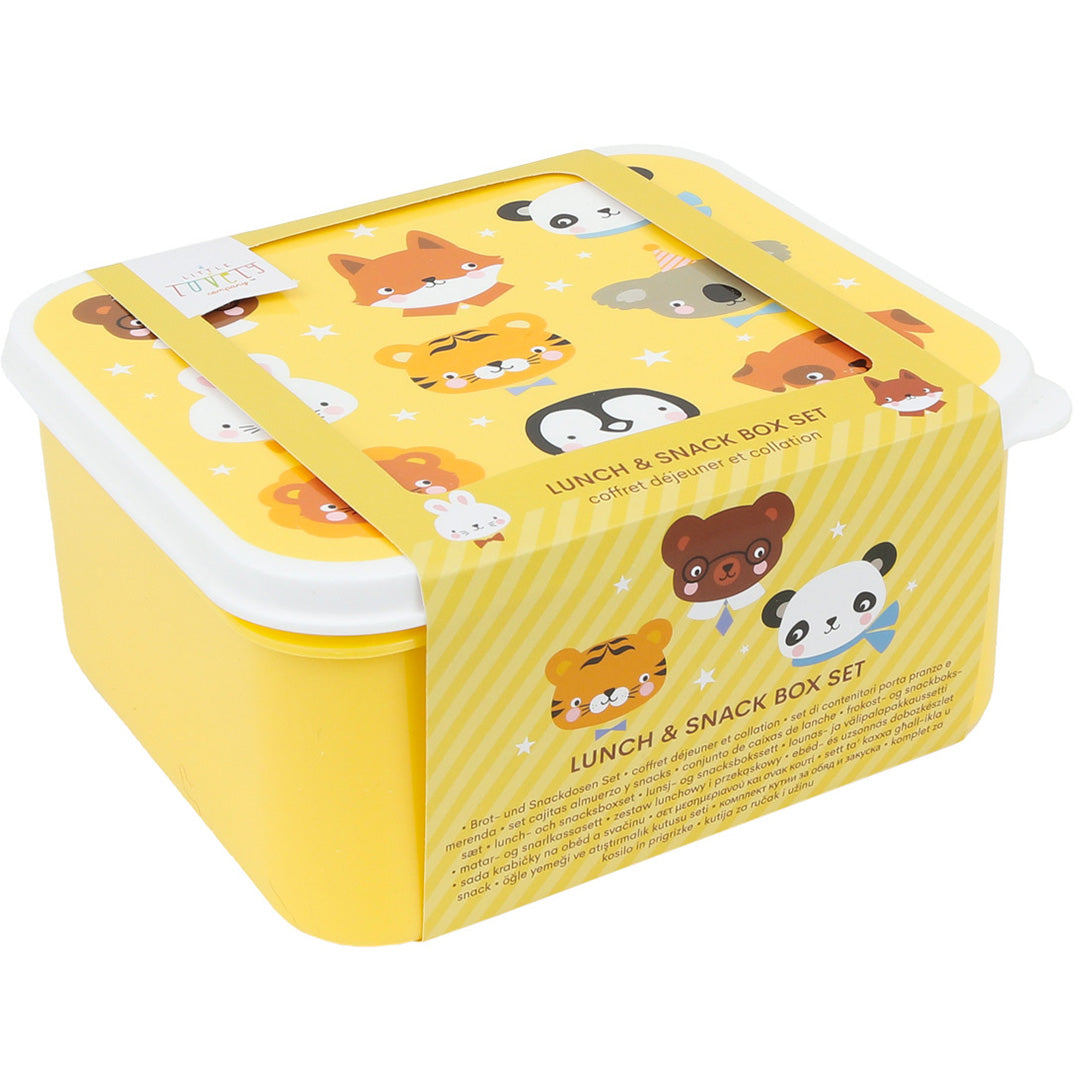 A little lovely company lunchbox set - dierenvrienden - 4st