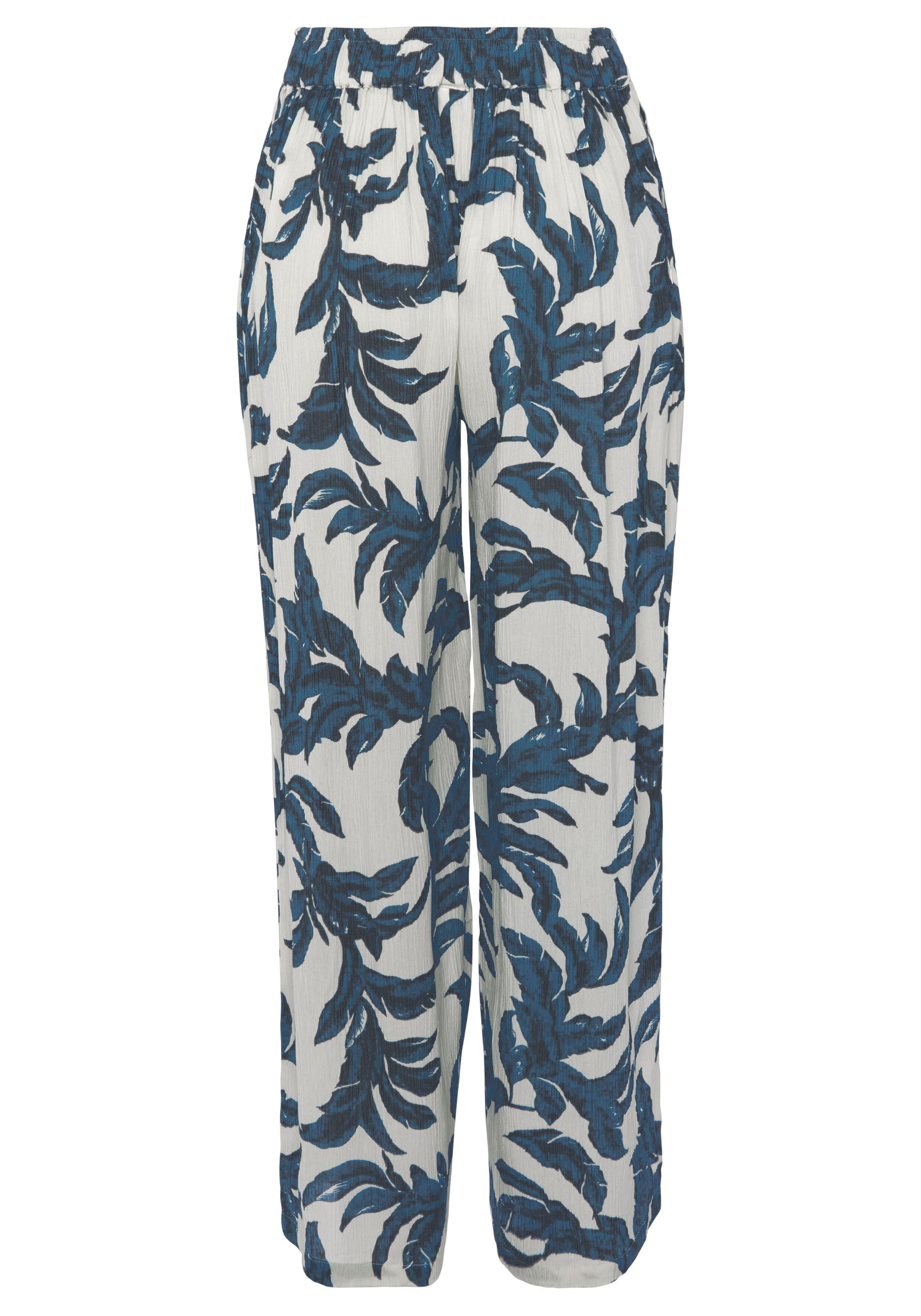 s.Oliver Palazzohose  aus gekreppter Viskose mit Allover-Druck und Taschen, Stoffhose