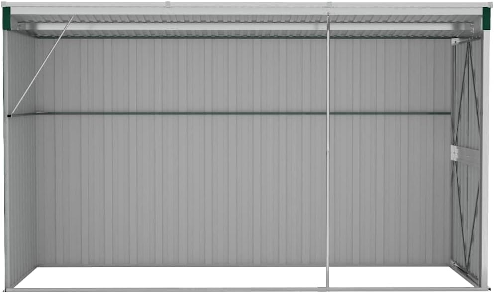 vidaXL Wand Geräteschuppen Kunststoffgriff mit Sperrfunktion Gerätehaus Gartenhaus Gartenschuppen Schuppen Grün 118x288x178cm Verzinkter Stahl