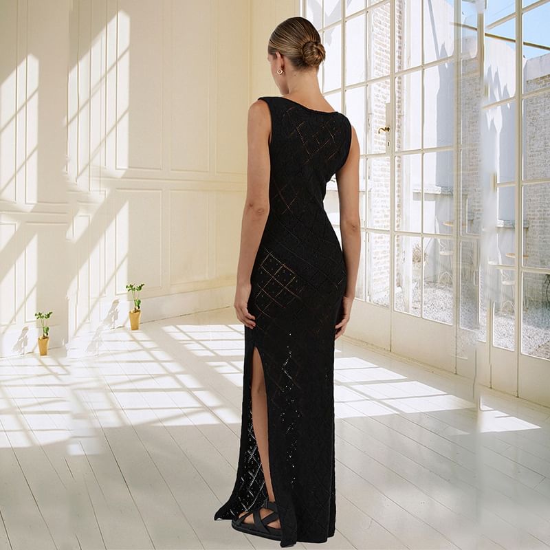 Parisocrates - Mouwloze maxi-jurk met puntige zoom