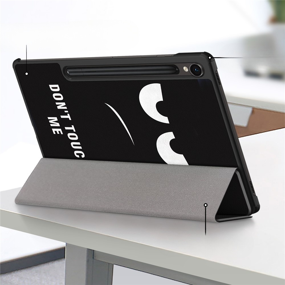 Samsung Galaxy Tab S9 FE Leder Tasche Smart Cover Schutzhülle   S-Pen Halterung - Don't Touch Me