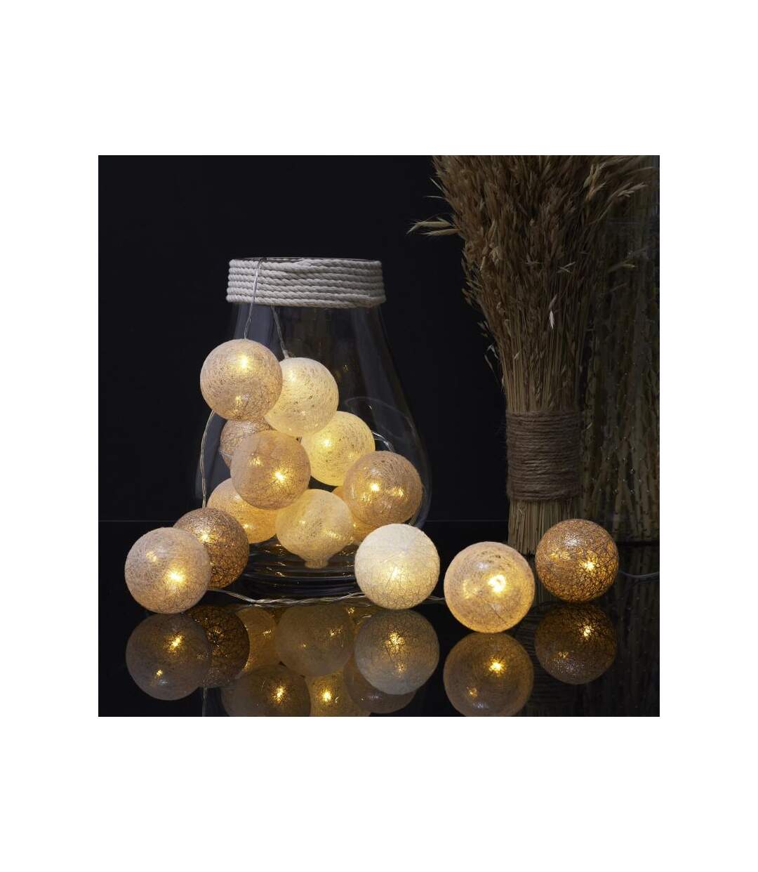 Paris Prix - Guirlande Lumineuse Led boule 360cm Blanc & Nude