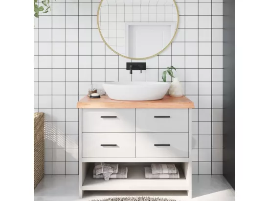 Comptoir de salle de bain marron 100x50x(2-6) cm bois traité