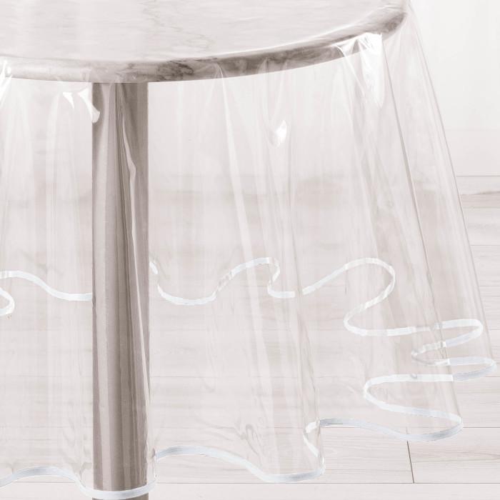 NAPPE CRISTAL RONDE 180 CM PVC UNI GARDEN BIAIS BLANC