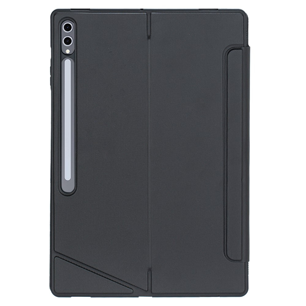 Samsung Galaxy Tab S10 Ultra / Tab S9 Ultra / Tab S8 Ultra Leder Tasche mit Bluetooth Tastatur   Touch Pad und S Pen Halter (QWERTY) - Schwarz