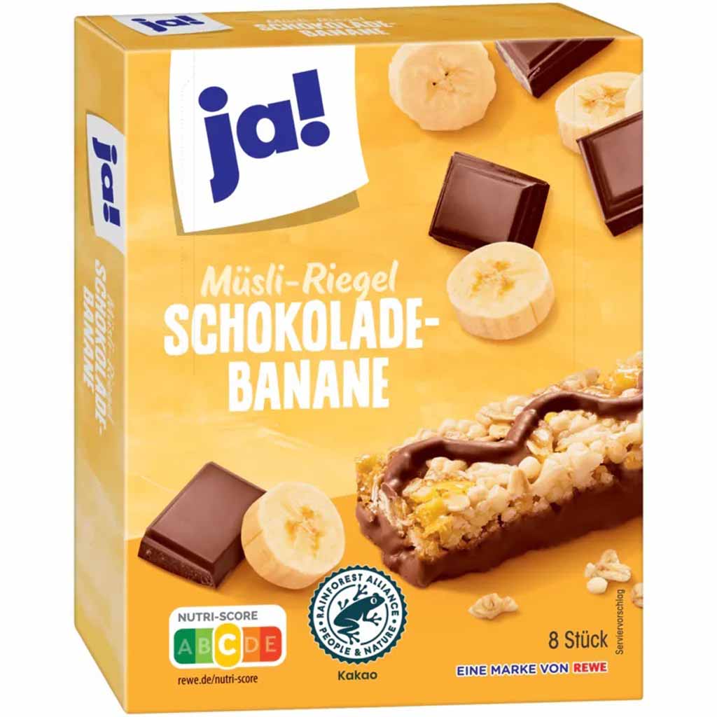 ja! Müsliriegel Schokolade-Banane 8er 200g MHD:11.7.25