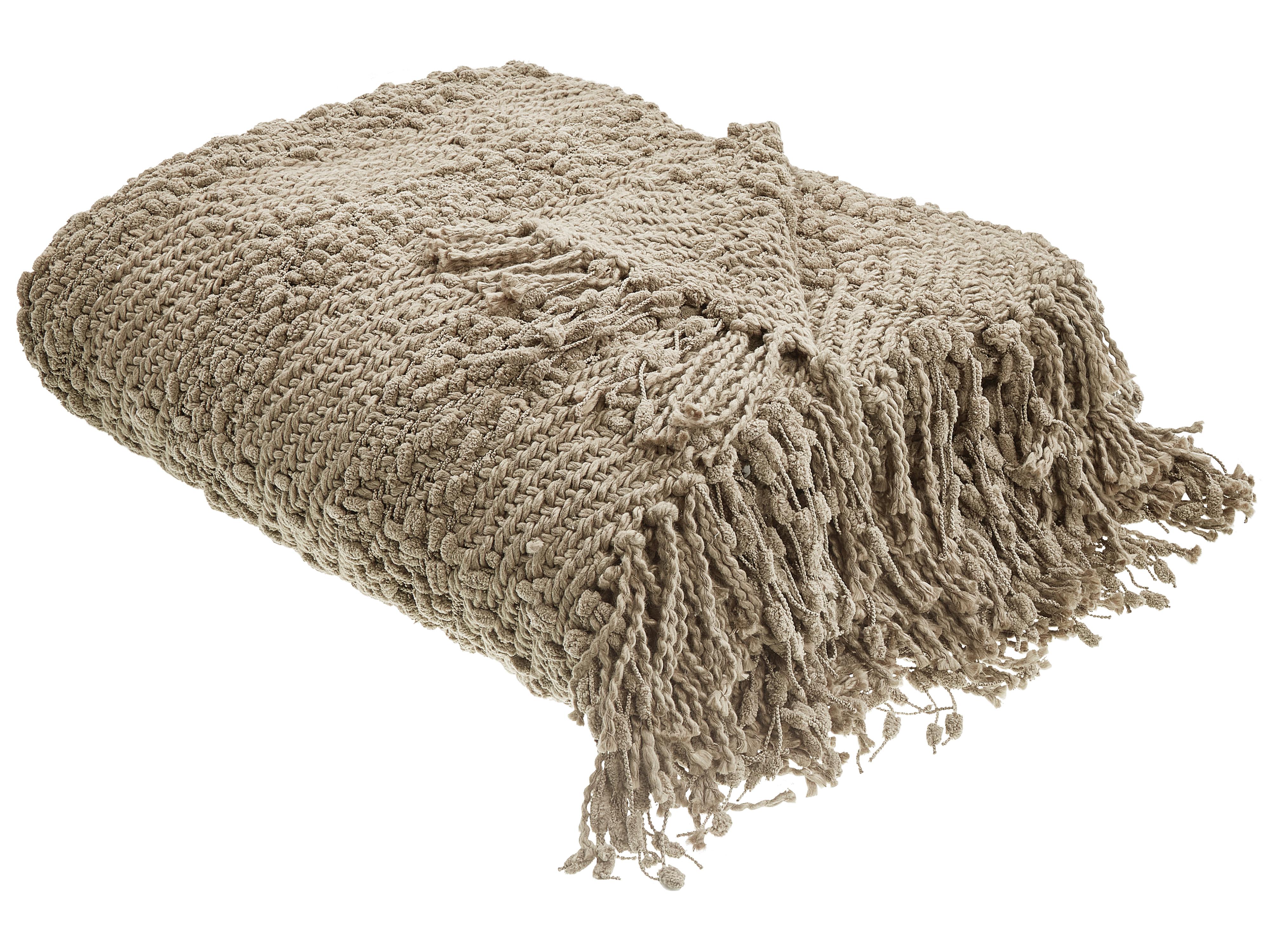 Plaid VELLA Katoen 200 x 220 cm Taupe