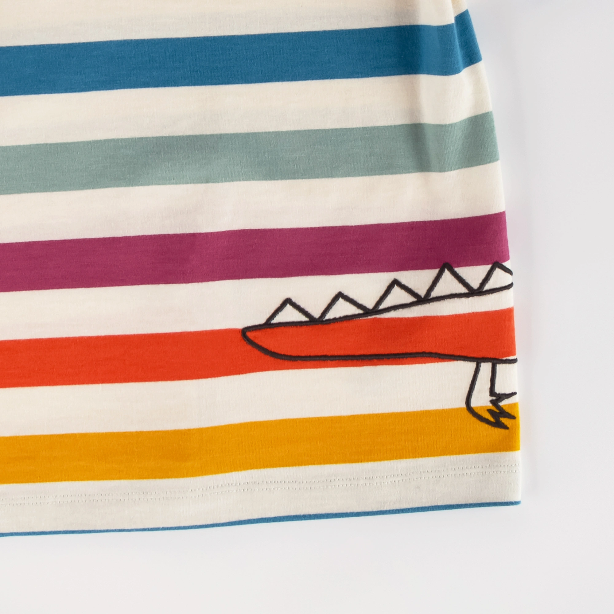 T-Shirt M - WILD CROCODILE STRIPES in ecru/bunt