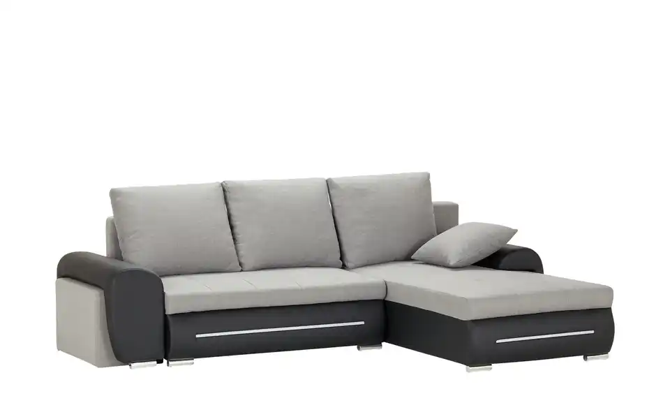 Ecksofa Emma rechts Schwarz, Hellgrau