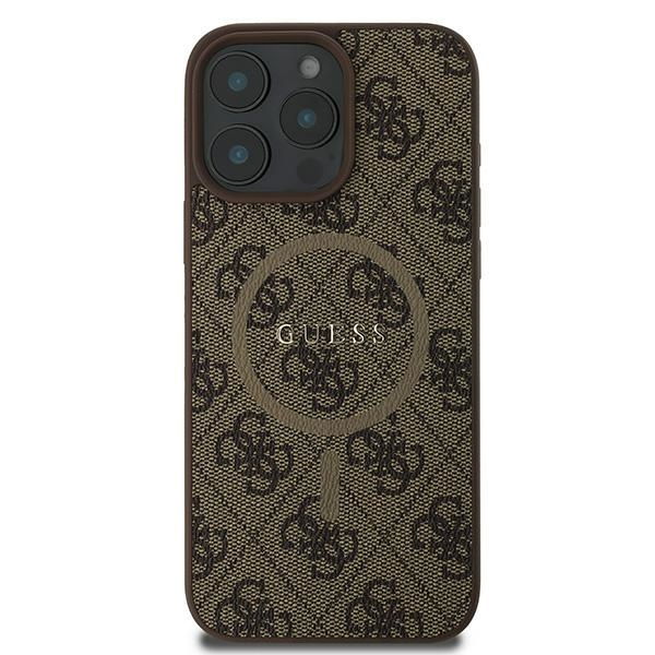 iPhone 16 Pro MagSafe Leder Hardcase Hülle 4G Ring Classic Logo (GUHMP16LG4GFRW) - Braun