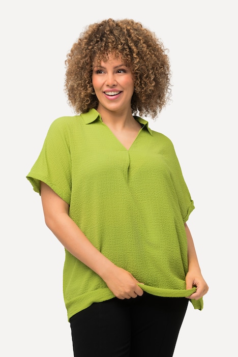 Bluse, Struktur, A-Linie, Hemdkragen, Halbarm