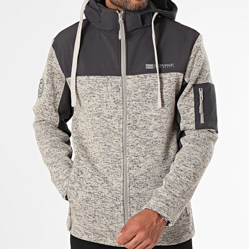 Veste Polaire Zippée Capuche Tjhon Beige Noir