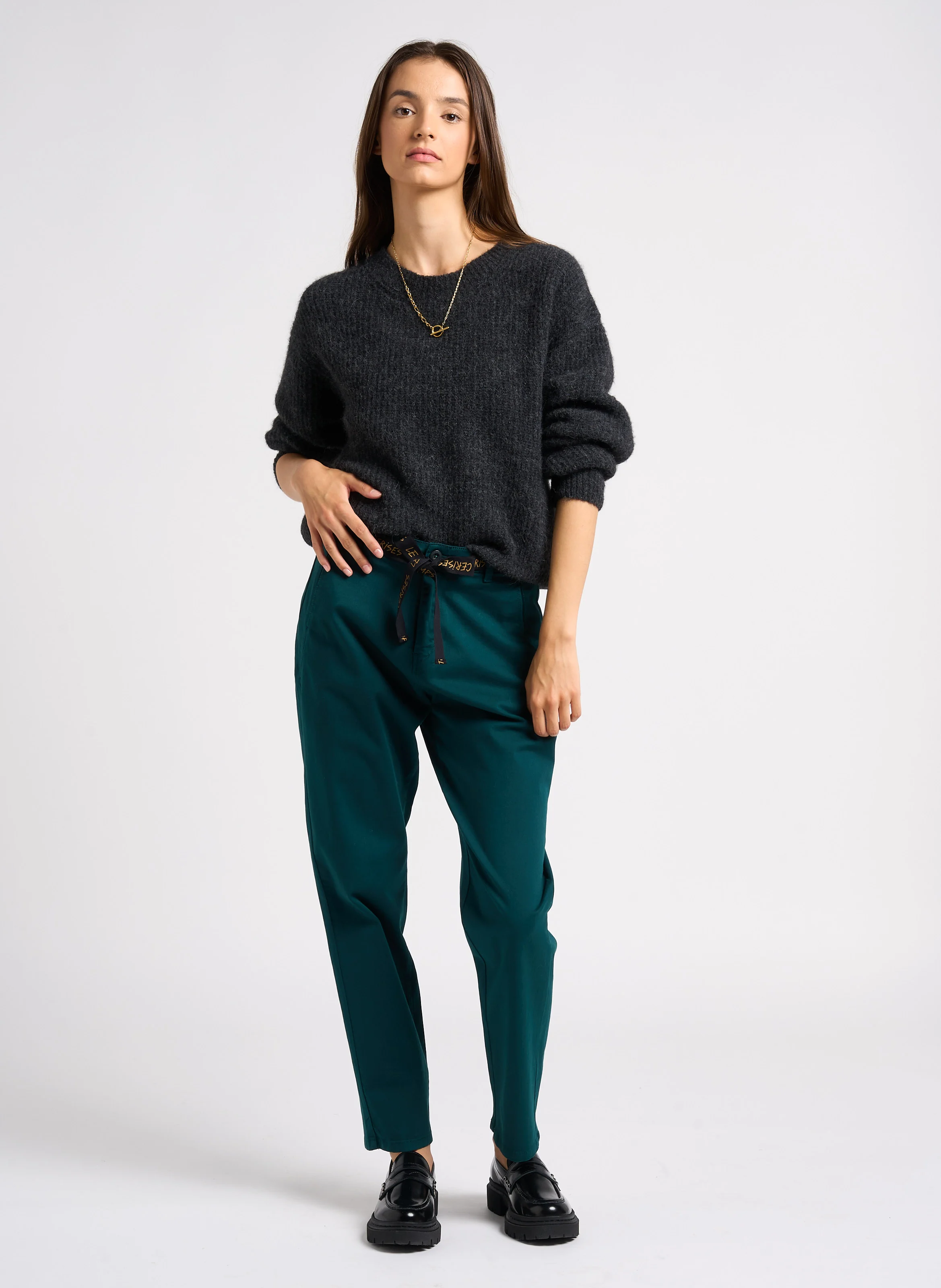 ERLE - Pantalon chino en coton mélangé | Bleu
