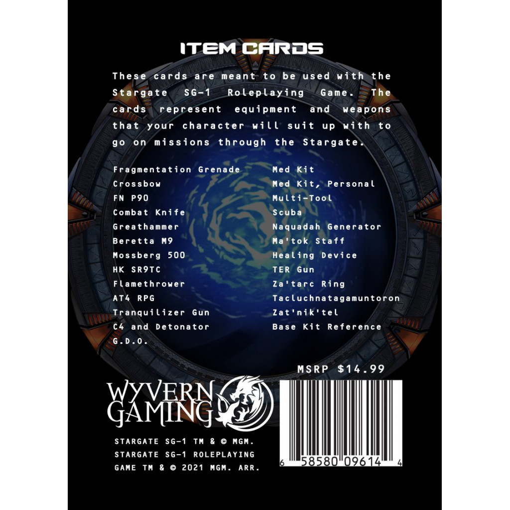 Stargate SG-1 Roleplaying Game - Item Cards