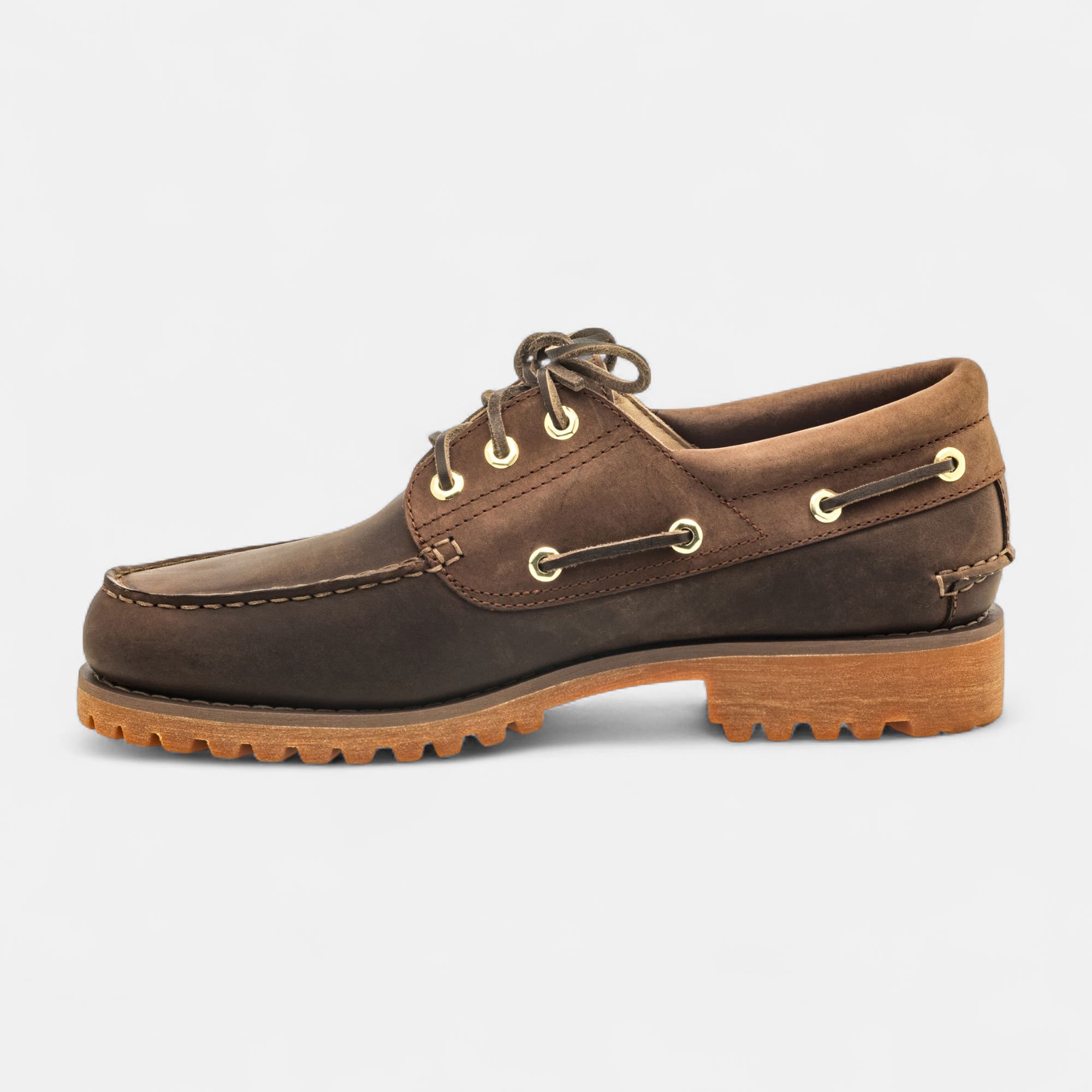Chaussures bateau Homme en cuir marron