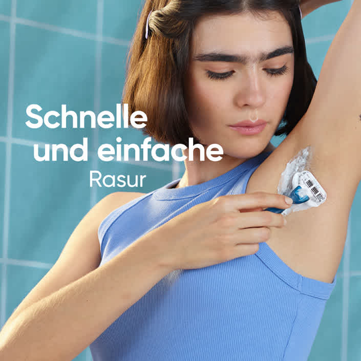 (3-tlg. Set) Smooth Rasierer Damen Nass Rasierer mit 3-fach Klinge - Blau