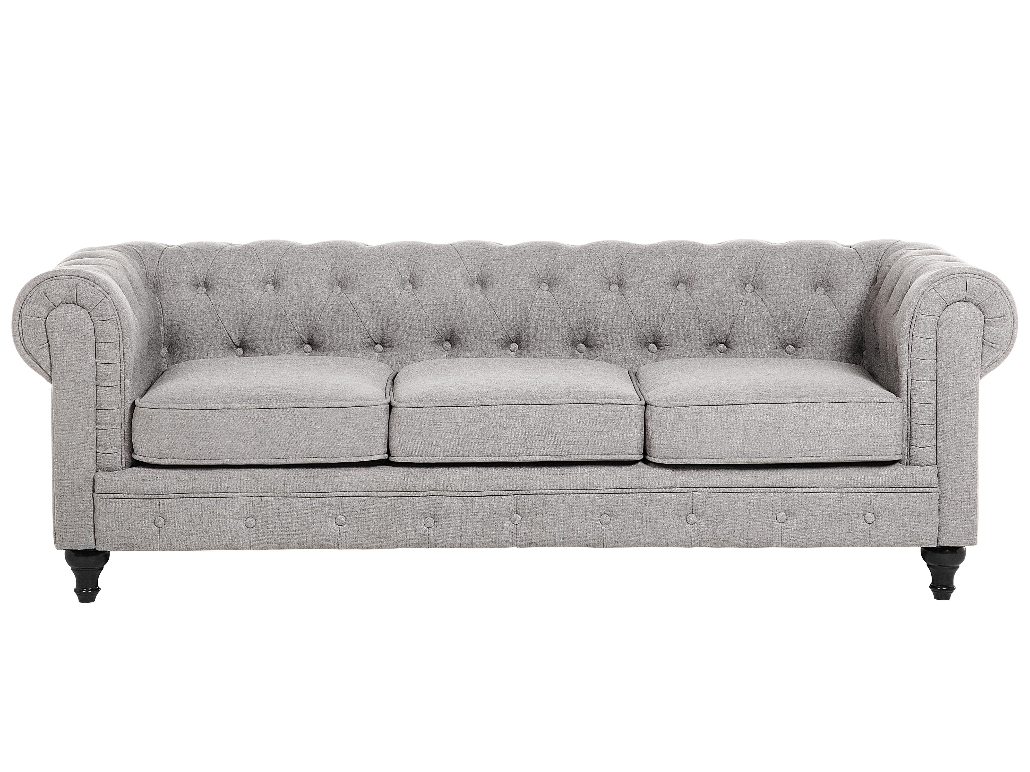 Bank 3-zits CHESTERFIELD Stof Lichtgrijs