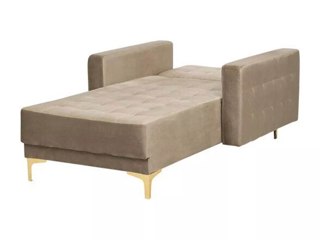 Chaise longue en velours beige clair ABERDEEN