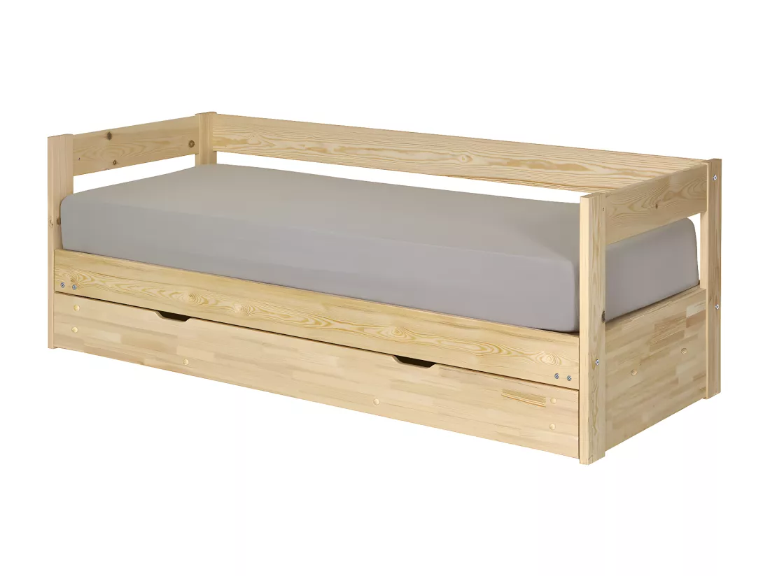 lit banquette gigogne avec tiroir 80x200 cm bois massif bois RAVI
