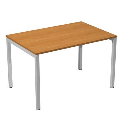 Bureau droit Trend - L120xP80 - 4 pieds métal arche - plateau imitation noyer clair