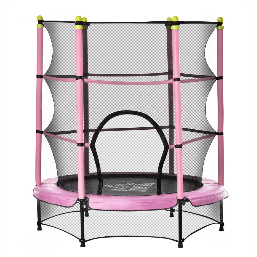 HOMCOM Trampolin mit Sicherheitsnetz rosa