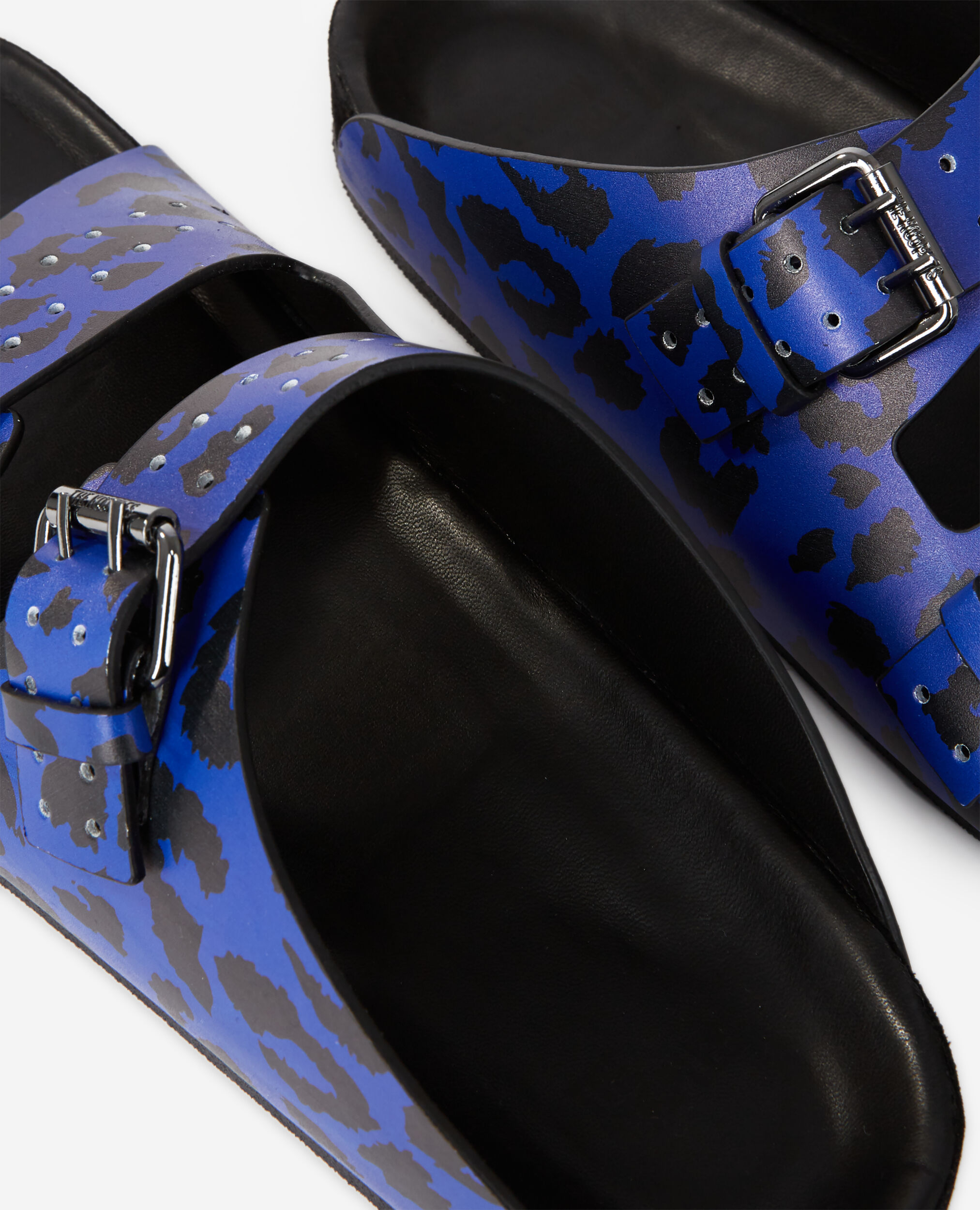 Sandales en cuir léopard bleues