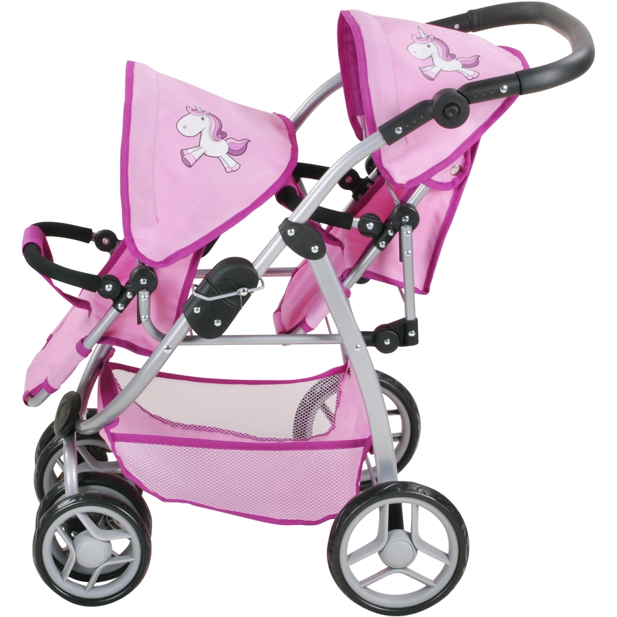 knorr toys® Zwillingspuppenwagen Milo - UMA. Das Einhorn rosa