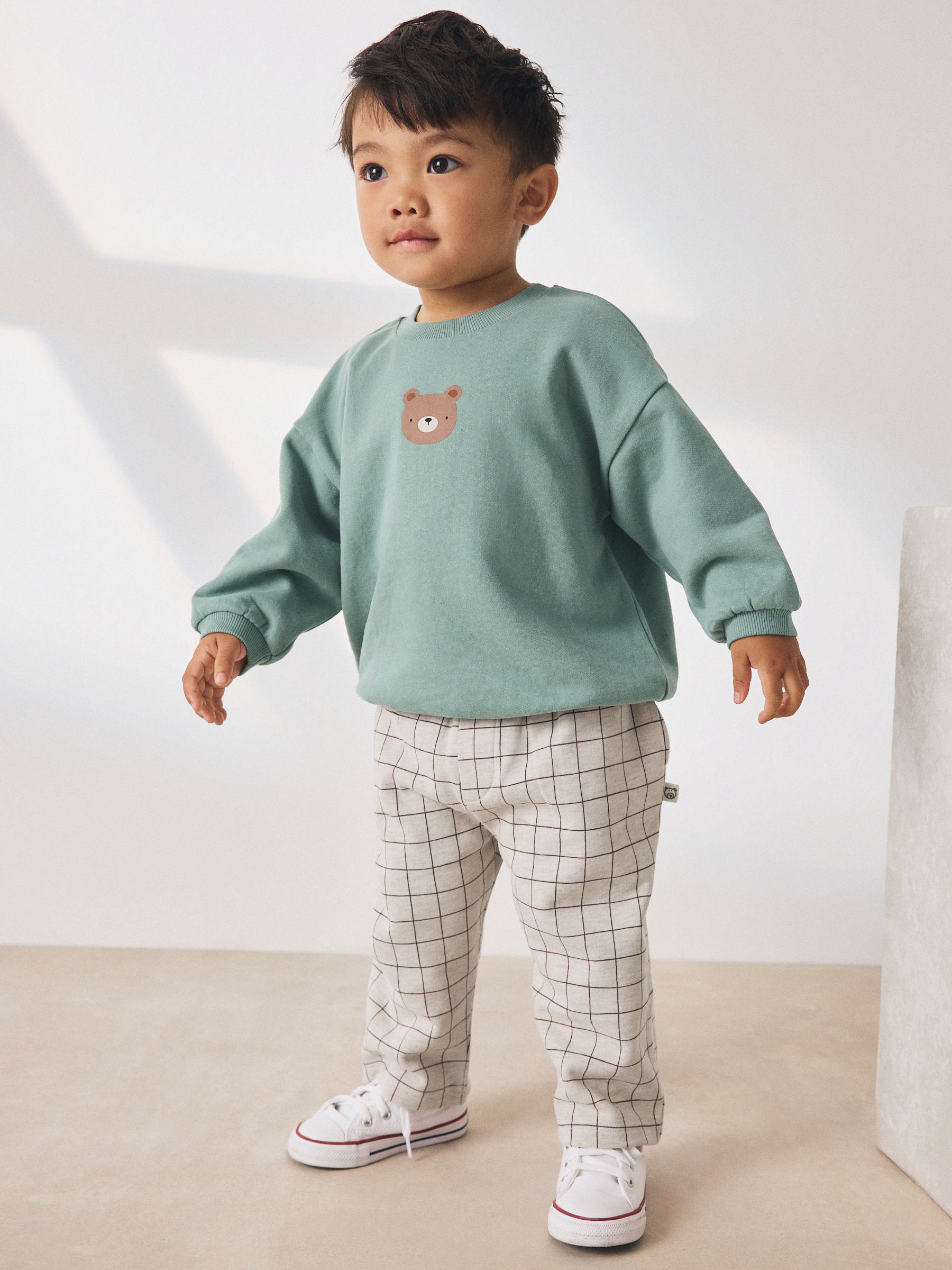 Blauw met beren - Set met sweatshirt en joggingbroek met strepen (3mnd-7jr)