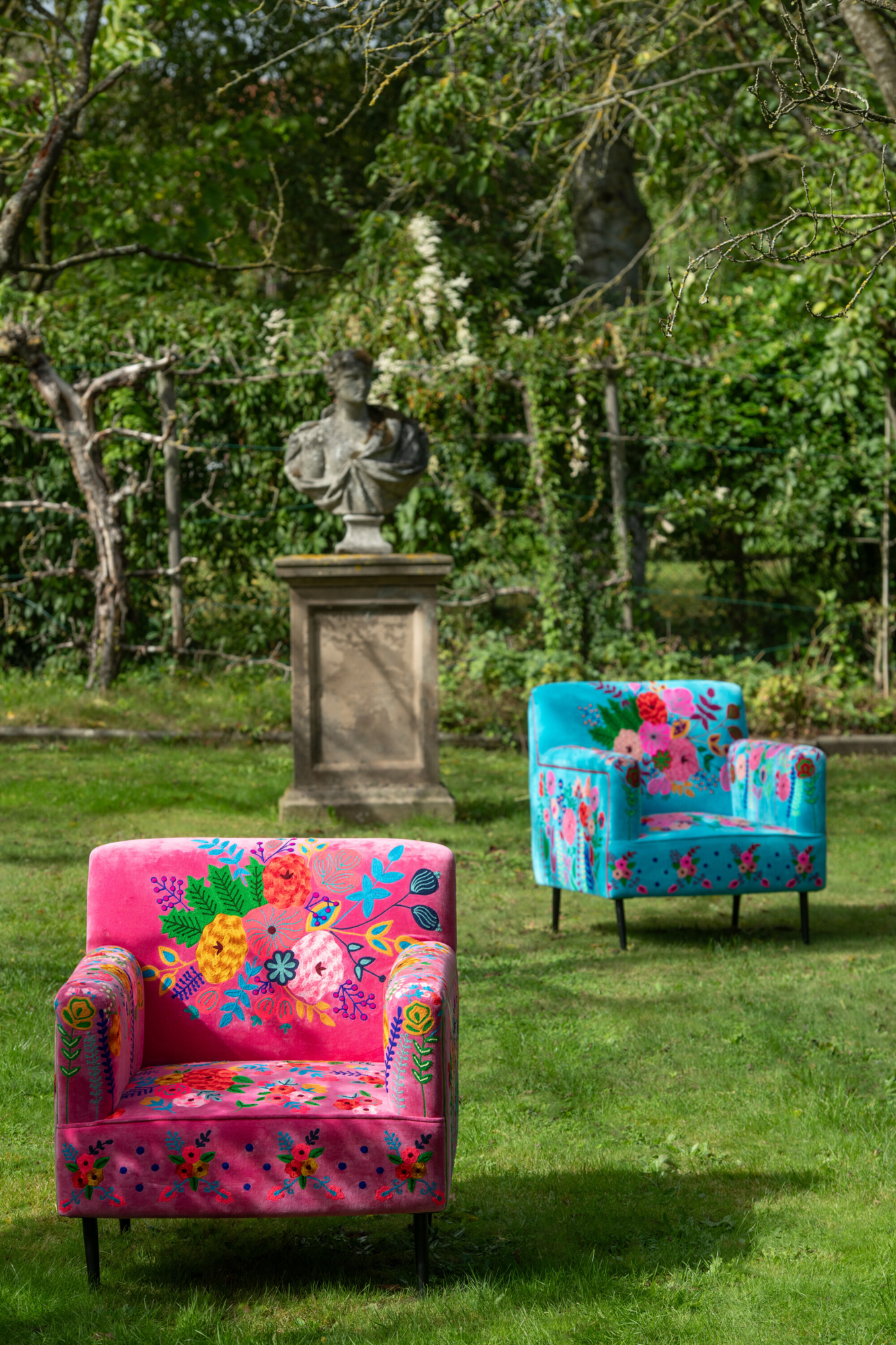 Fauteuil Bloemen Mangohout Fuchsia